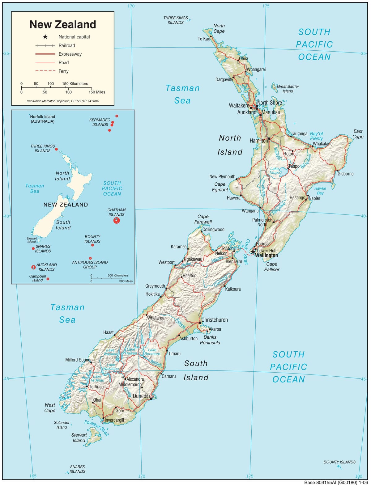 地图在新西兰北岛的距离