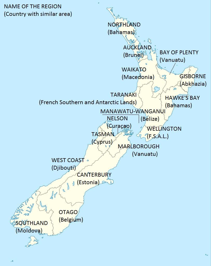 新西兰的地图和周边国家