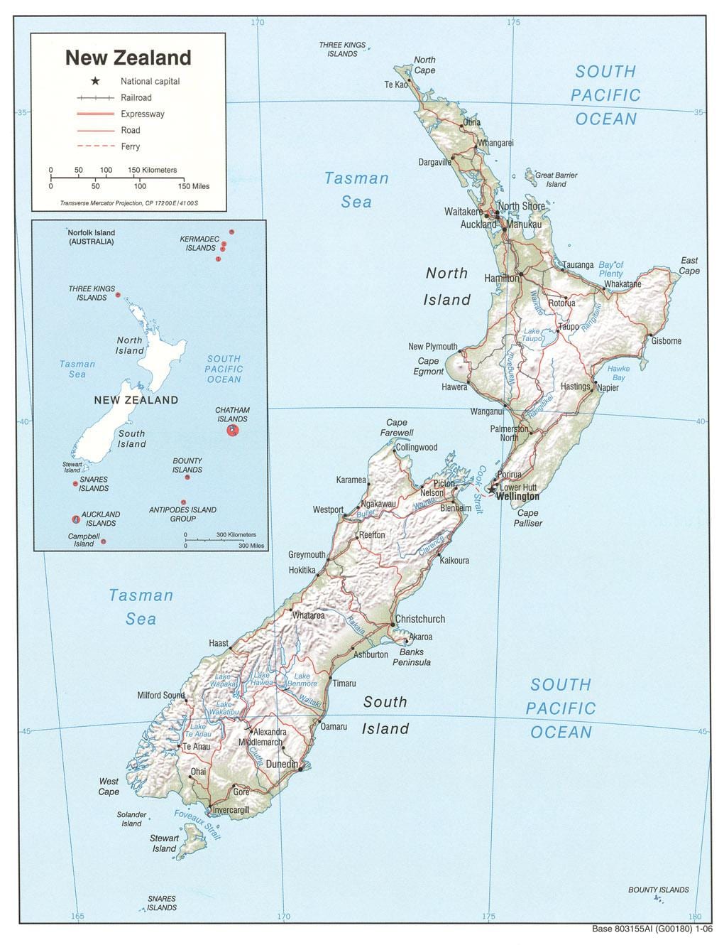 新西兰的河流地图