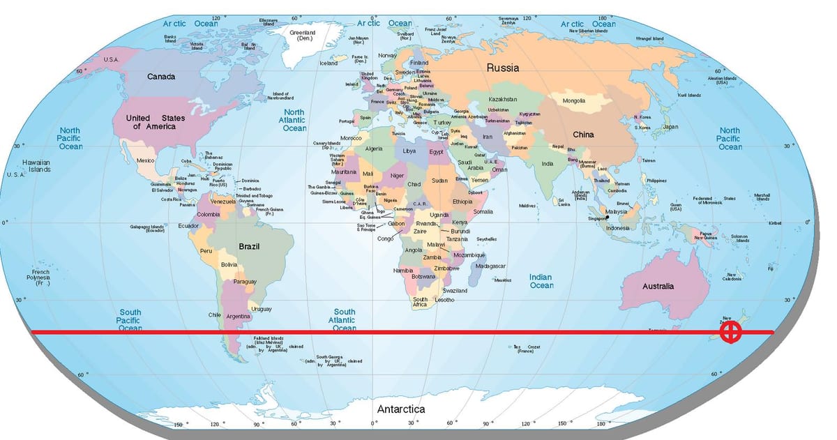 新西兰的地图纬度