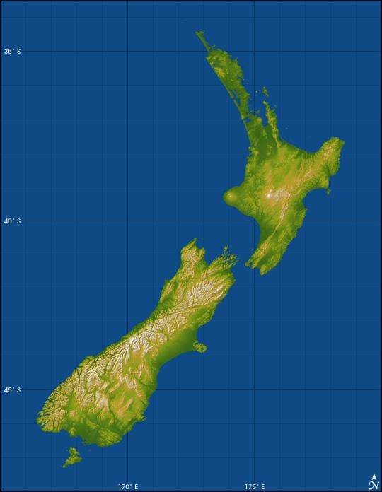 新西兰海拔地图