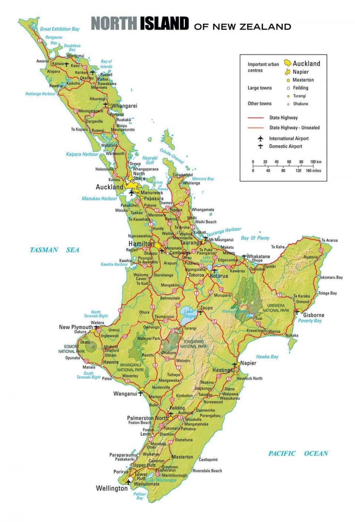 地图上的新西兰北部