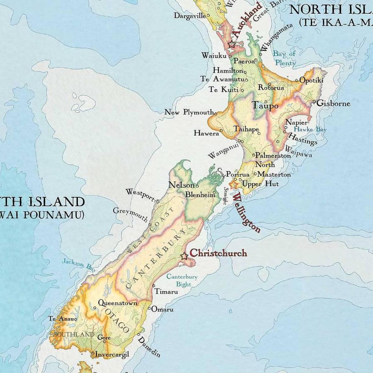 新西兰的地图打印