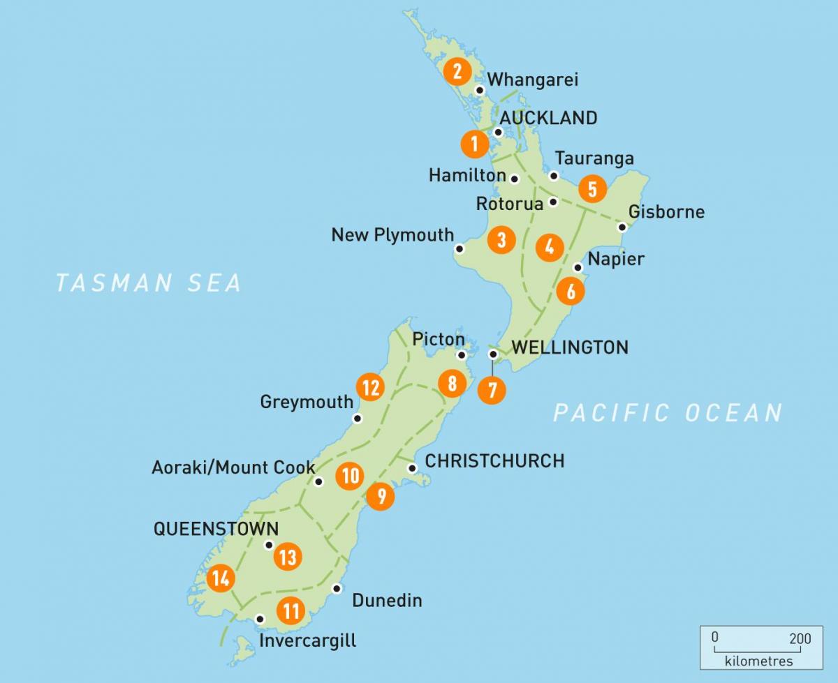 奥克兰，在新西兰的地图