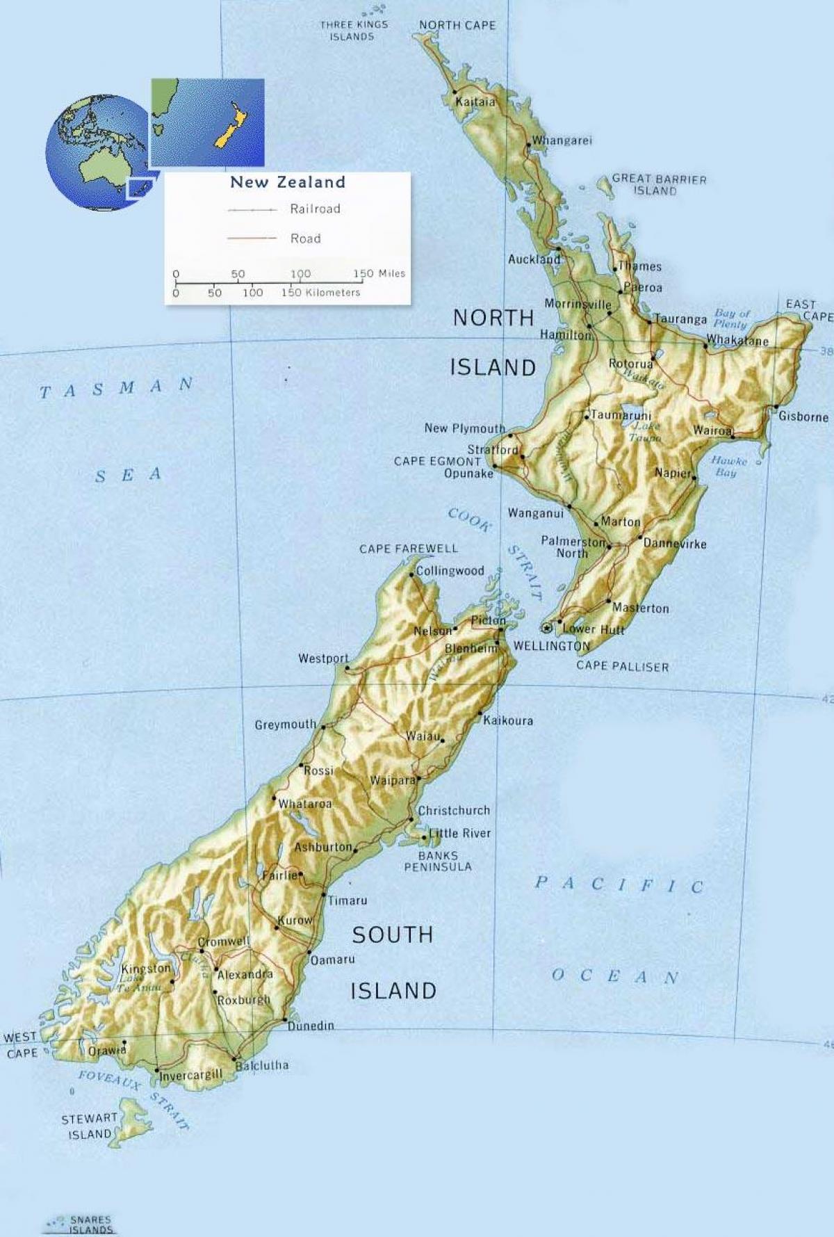 惠灵顿的新西兰在地图上