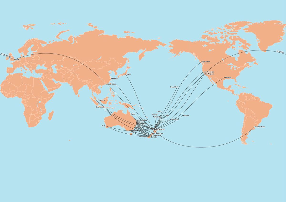 新西兰航空路线图国际