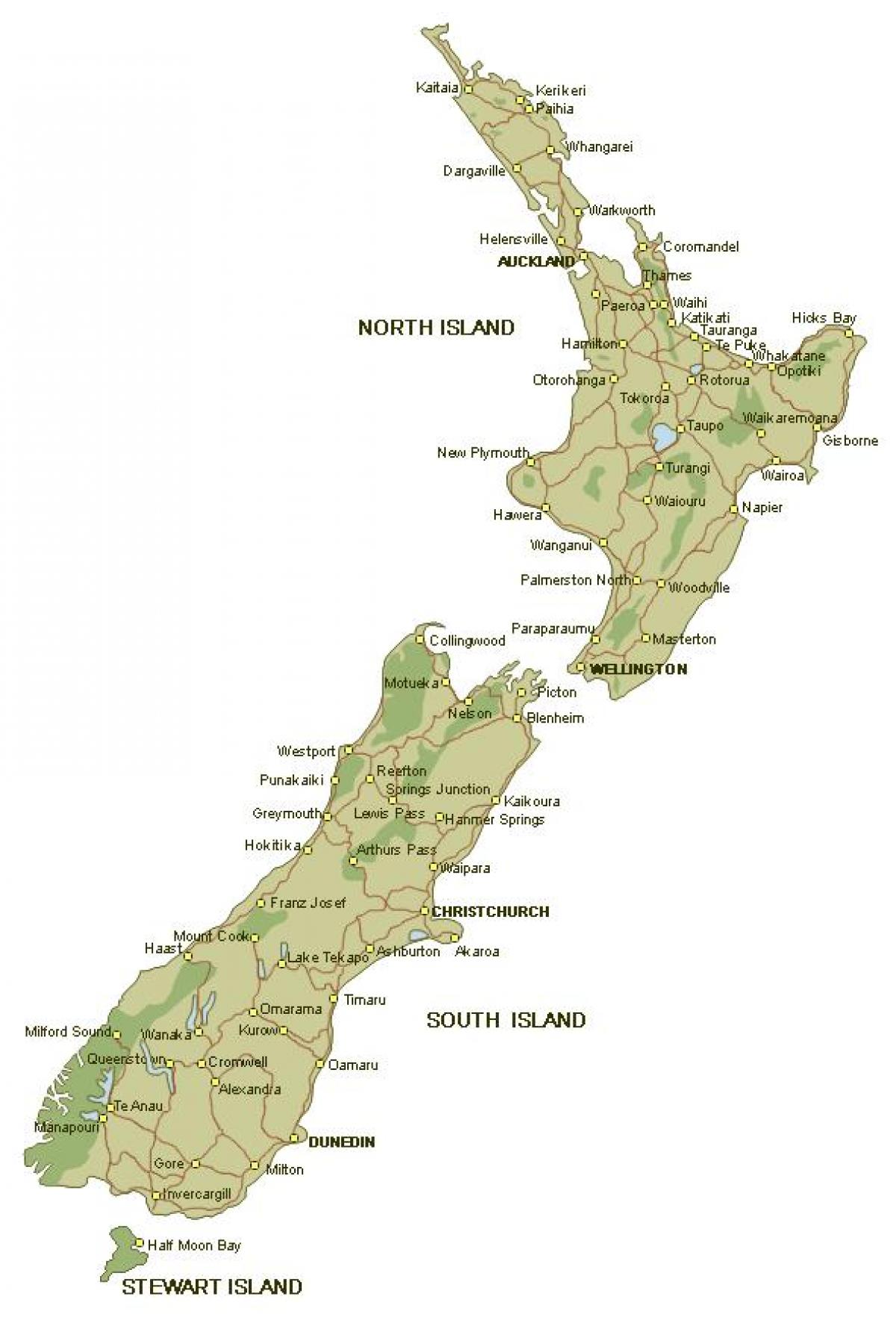 地图的详细新西兰
