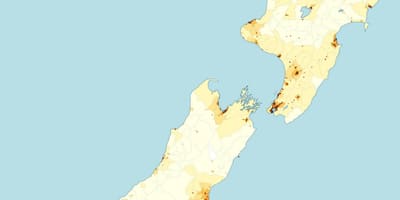 新西兰人口密度地图