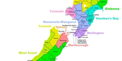 政治地图的澳大利亚和新西兰