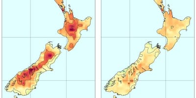 新西兰的地图温度