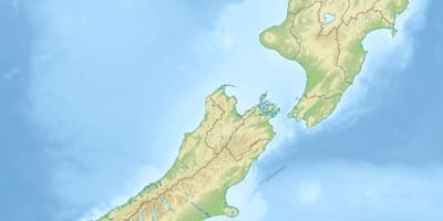 新西兰的物理特征的地图