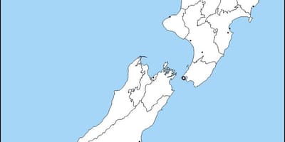 空白的物理新西兰的地图