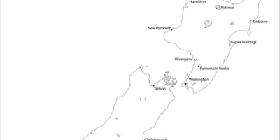 新西兰的地图黑色和白色的