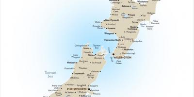地图上的新西兰主要城市